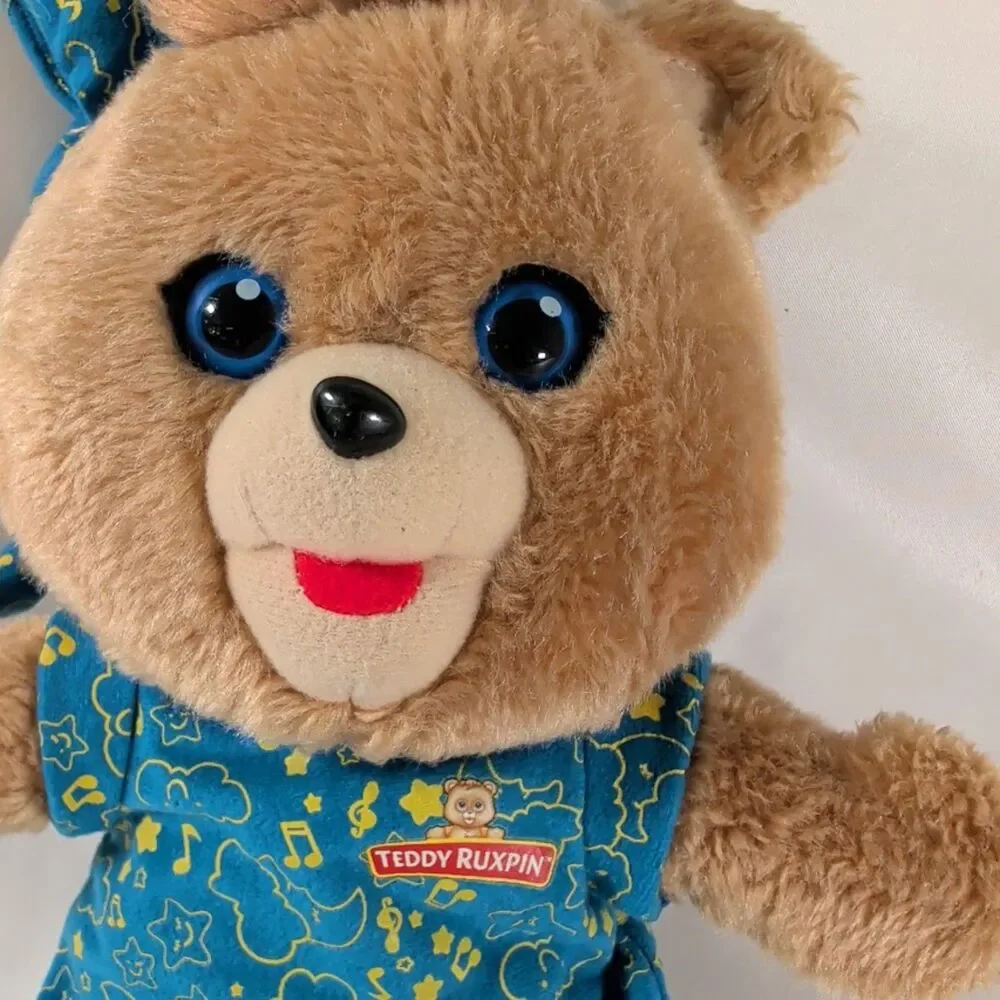 Teddy Ruxpin Talking Plush Bear Works Hug Activated Blue Pajamas Tested